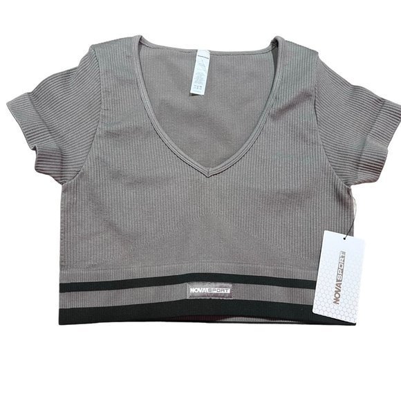 Women's NWT Fashion Nova Effortless Celestine‎ Ribbed Performance Crop Top S - Picture 2 of 6